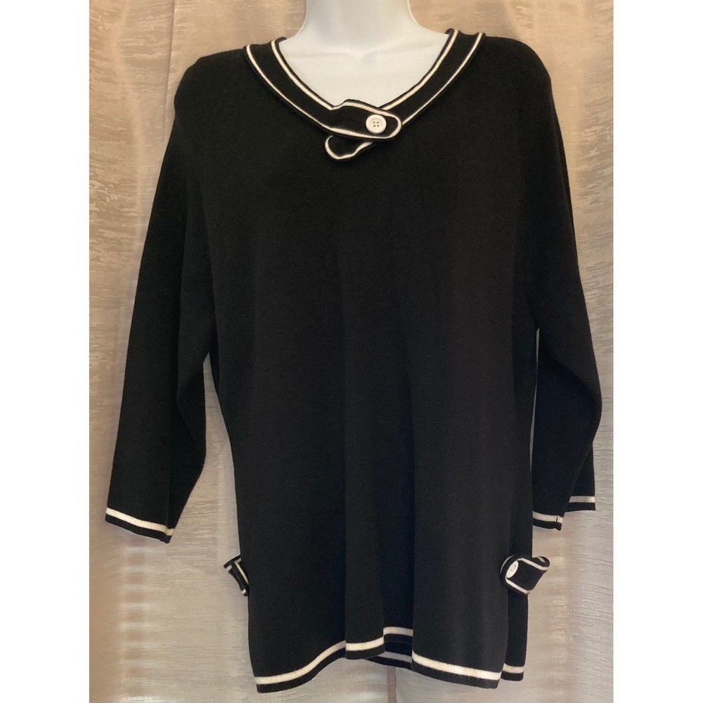 World‎ Republic Clothing Co. Black & White Sweater Tunic Top Women's Size L
